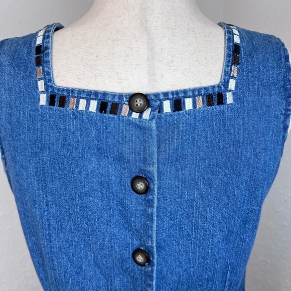 VNTG Y2K Christopher & Banks Denim Jumper Mini Shift Dress - Picture 6 of 9